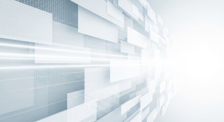 Fototapeta premium Abstract white background with geometric shapes and light streaks, creating a modern and futuristic design, ideal for technology, innovation, or corporate presentations, isolated on white background