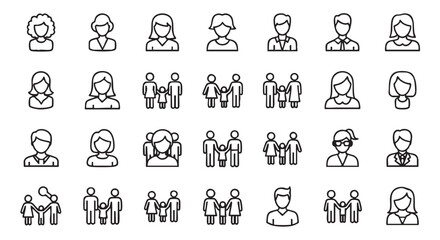 Diverse People Icons Representing Various Identities and Family Structures