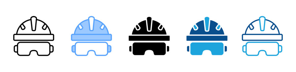 Safety Helmet icon sheet multiple style collection