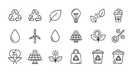 Eco friendly sustainable energy and environment vector icons design element