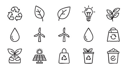 Eco friendly symbols for environmental protection and sustainable energy sources