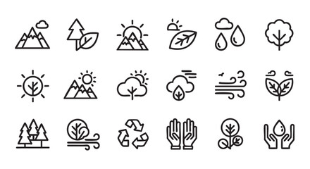 Ecology and Nature Icons Graphic Resources Environment Set Design Vector