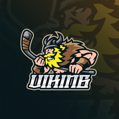 Viking mascot logo design vector. Viking hockey illustration for sport team.