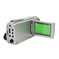 Fototapeta premium Retro camcorder recording on isolated space delivering crisp green display for creative multimedia