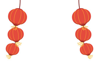 Chinese New Year PNG. Vector Chinese lantern on transparent background. Chinese New Year red light festival.