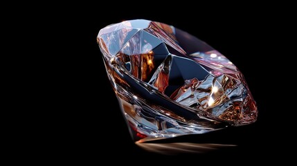 Sparkling Cut Diamond on Black Background with Reflections and Highlights from Various Angles