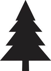 Obraz premium Black silhouette of a stylized Christmas tree on a white background icon