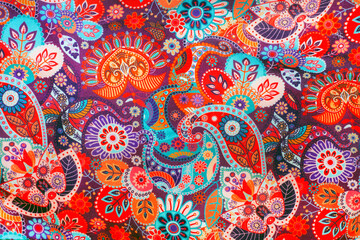 Colorful paisley print with flowers and leaves