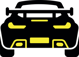 back view iconic sports car vector with yellow lights Vector