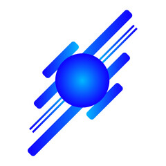 Abstract Blue Tech Sphere with Dynamic Lines. Futuristic Blue Energy Orb Design. Digital Motion Sphere in Blue Gradient. Neon Blue Abstract Shape with Speed Lines.