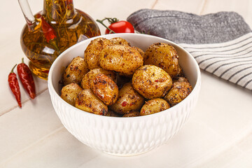 Baked mini potato with herbs