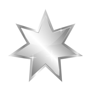 Silver seven pointed star. Vector clipart. PNG and transparent background.