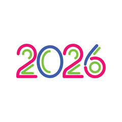 Colorful 2026 numbers new year celebration digits festive year graphic isolated on white background