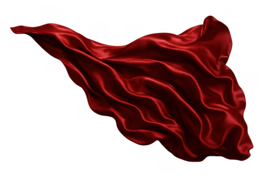 Red luxurious silk fabric in motion, flowing and waving, creating elegant smooth drapery with an abstract vibrant texture