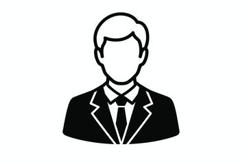 Businessman avatar icon in black and white style
