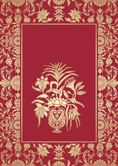 wedding card design, paisley floral pattern , India	