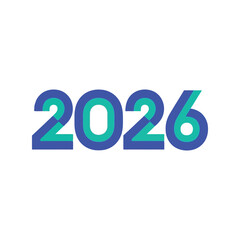 2026 year number design futuristic typography new year celebration isolated on white background