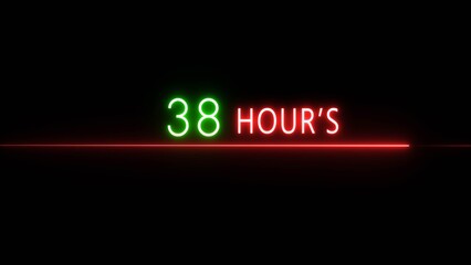 38 Hours timer illustration number. Neon countdown timer. Counting clock icon.
