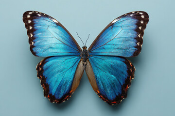 Fototapeta premium Blue Morpho Butterfly isolated solid background