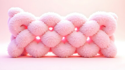 A whimsical structure made of fluffy pink loops, creating a playful and inviting atmosphere.