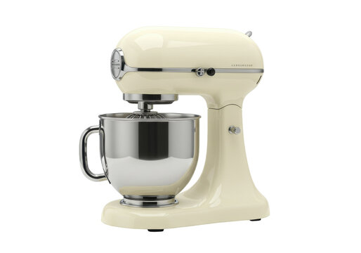 Isolated Kitchen Stand Mixer, Vanilla Cream Color, Appliance for Baking, Food Preparation