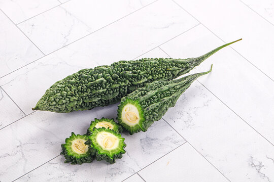 Natural raw ripe green bitter melon