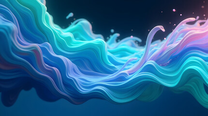Fototapeta premium A vibrant, flowing abstract wave of teal and purple, creating a mesmerizing visual sensation.