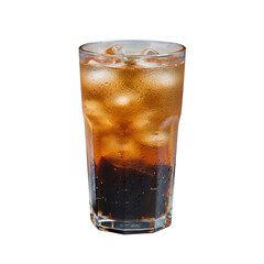 Refreshing glass of iced coffee with ice cubes isolated on transparent background perfect for a hot day, this beverage offers a cool and invigorating caffeine boost