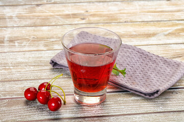 Sweet cherry juice in the glass