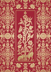 parrots, feathers ,wedding card design, royal India	