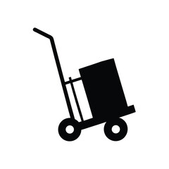 Hand Truck Dolly Push Cart Moving Equipment Vector Icon Illustration Design