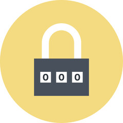 Grey Combination Lock Icon With Three Dials Inside A Yellow Circle Graphic Element Isolated On A Transparent Background Security Concept