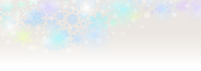 幻想的な冬の背景イラスト　寒い日の白い息と雪の結晶のイルミネーション