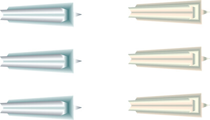 Isolated set of metal bars and web elements are drawing design objects
