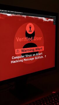 Red Computer Screen Warning Alert Verified User Glitch Message