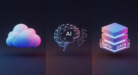 Cloud computing ai and data storage concept for artificial intelligence and machine learning solutions