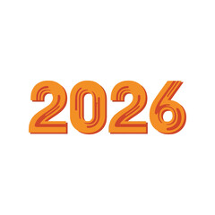 Orange 2026 numbers new year celebration festive numerals year marker isolated on white background
