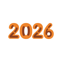 Orange 2026 numbers new year celebration future date graphic element isolated on white background