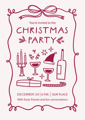 Christmas Invitation. Holiday Party Template. Trendy vintage style.