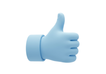 Isolated Light Blue Thumbs Up Hand Gesture Sign Symbol Icon Approve Approval Concept Graphic
