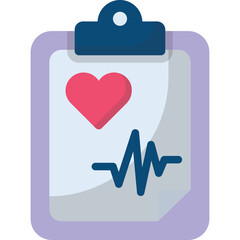 Health Heartbeat Ekg Medical Record On Clipboard With Clip Isolated On White Background Simple Flat Icon Vector Illustration