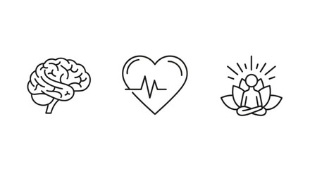 Mind heart and soul wellness concept for mental health meditation and physical wellbeing illustration