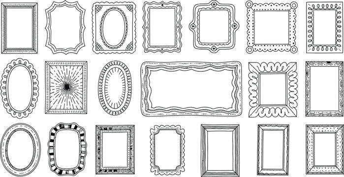 Collection of decorative frames and borders in a vintage style
