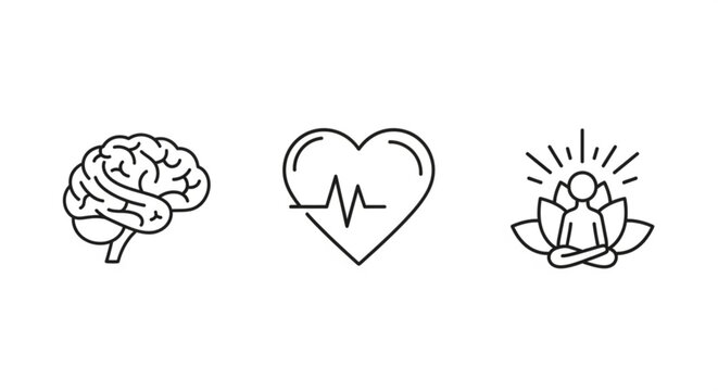 Mind heart and soul wellness concept for mental health meditation and physical wellbeing illustration