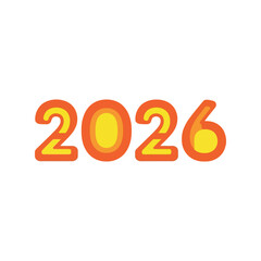 Fiery 2026 numbers illustration new year celebration festive graphic isolated on white background