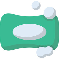 Green Soap Bar With Bubbles And White Oval Shape On Transparent Background Represents Cleanliness And Hygiene