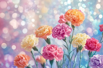 A bright bouquet of colorful roses and beautiful spring flowers