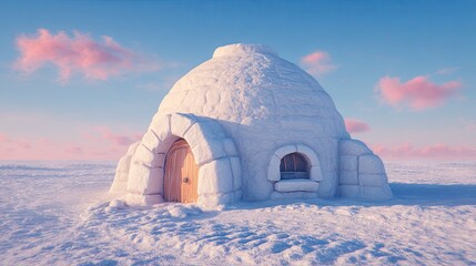 Snow igloo among snowy expanses