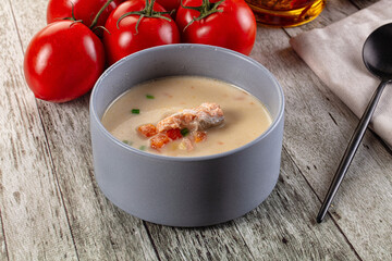 Salmon white soup with salmon