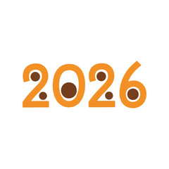 Orange 2026 number typography new year celebration future concept isolated on white background